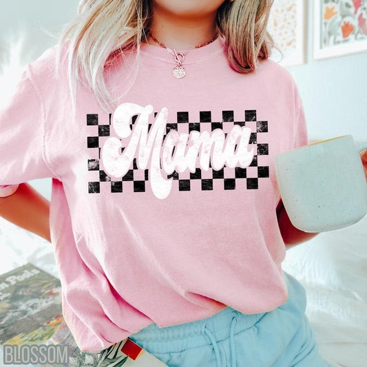 Comfort Colors Checkers Mama Shirt, Retro Mama Shirt, Vintage Mama Tee, Motherhood Tshirt