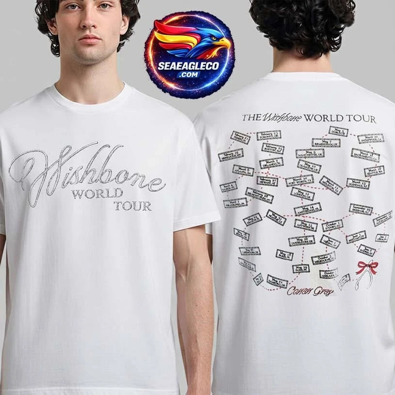 Conan Gray Wishbone World Tour 2026 Tour Map Dates White Two Sided Shirt