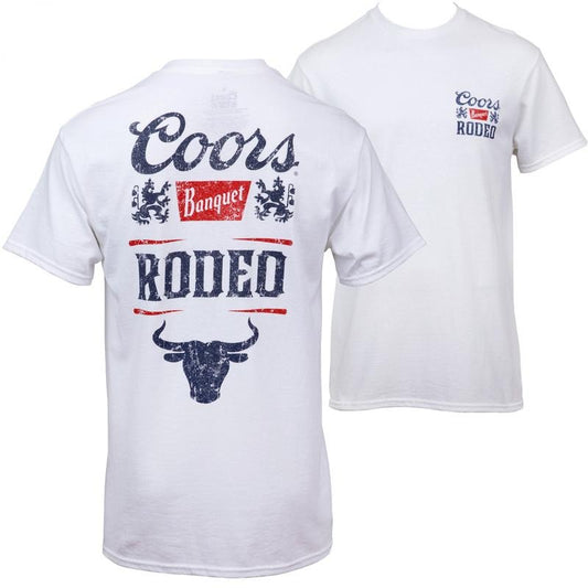 Coors Banquet Rodeo Throwback Style Logo Front and Back Print T-Shirt