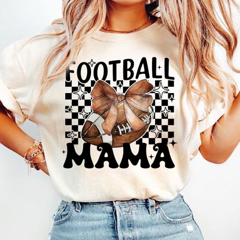 Coquette Football, Football Bow, Checkered Game Day Tshirt - clothing by TeeHivey.com
