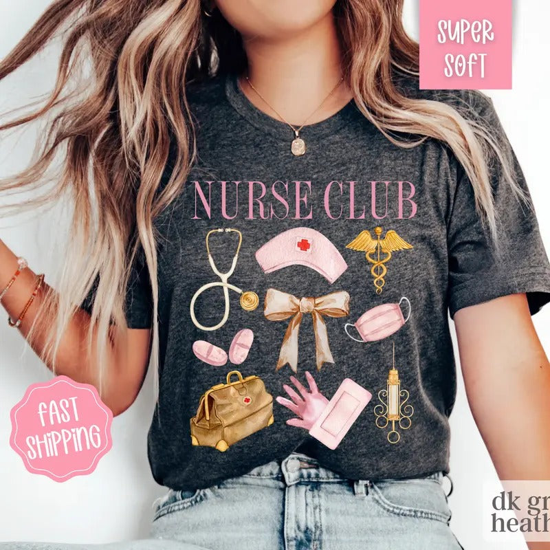 Coquette Nurse Shirt, Nurse Appreciation Gift, Pink Nurse Shirt, Gift for Nurse, Cute Nurse Tshirt