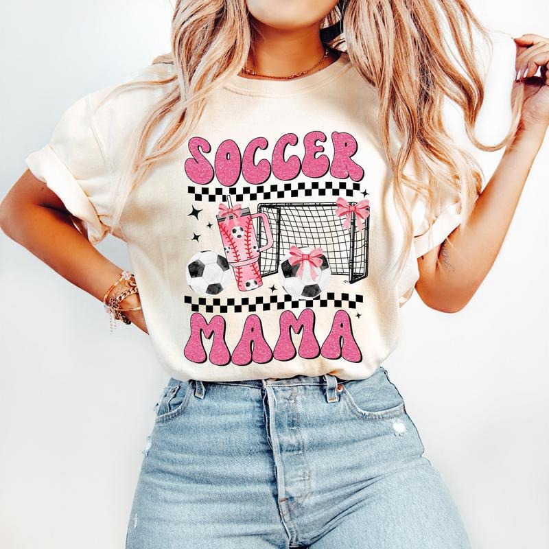 Coquette Soccer Mama T-Shirt, Soccer T-Shirt, Pink Bow T-Shirt, Soccer Mom T-Shirt, Social Club T-Shirt