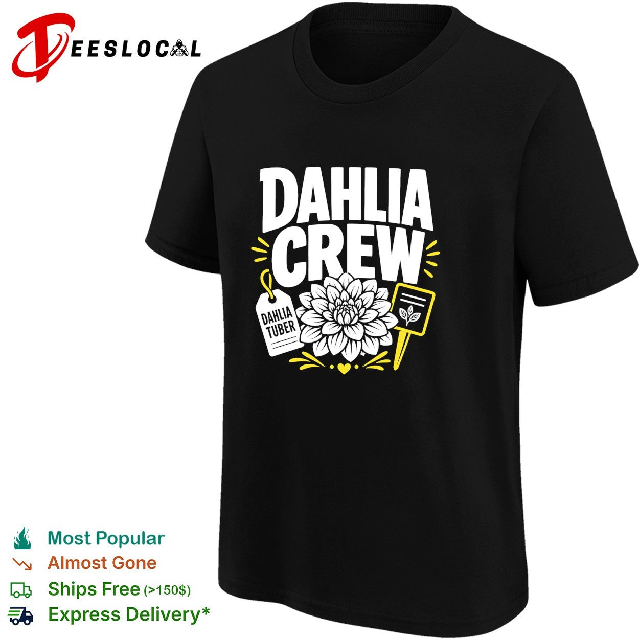 Dahlia crew tuber flower shirt