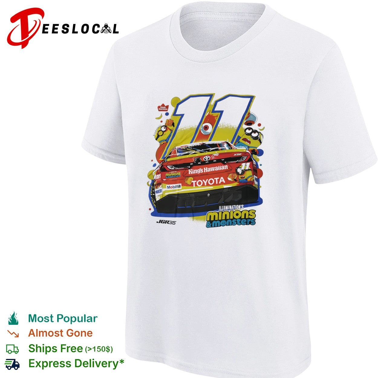 Denny Hamlin Joe Gibbs Racing 11 King Hawaiian Minions and Monsters NASCAR shirt
