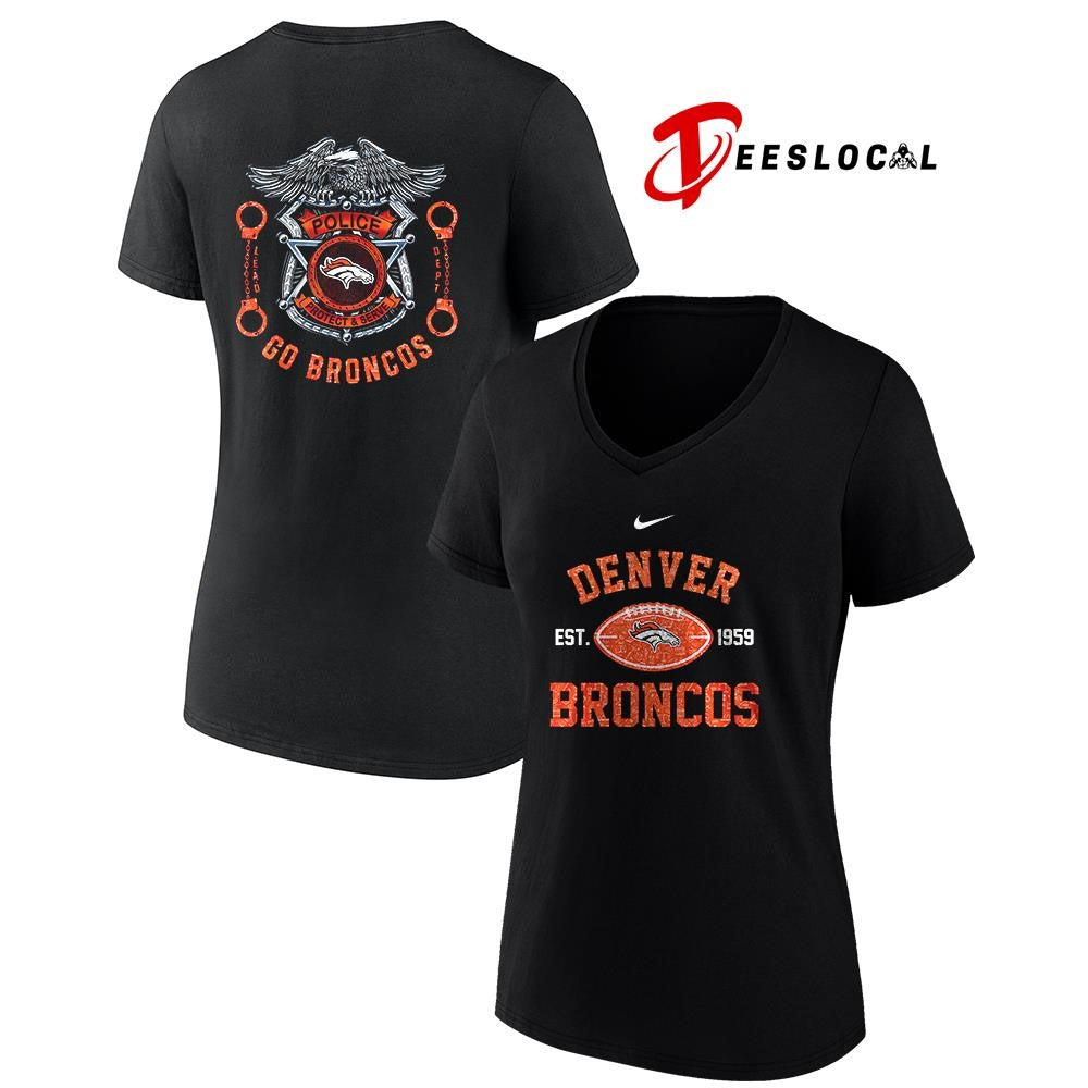 Denver Broncos law enforcement tribute protect and serve logo shirt