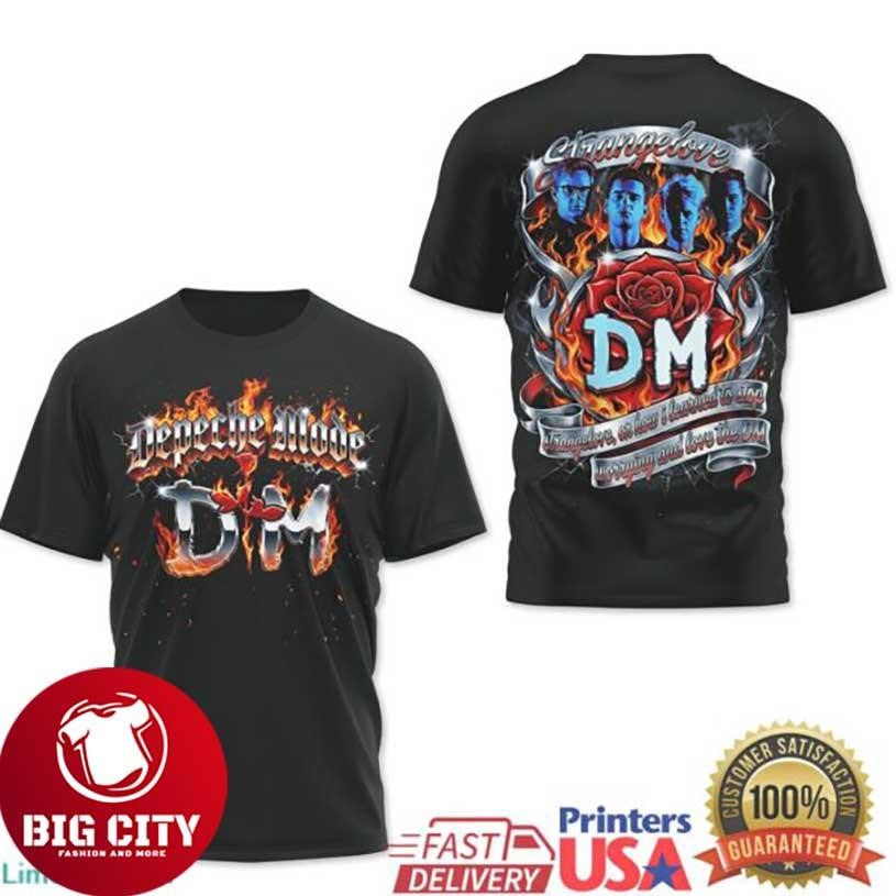 Depeche Mode Strangelove Machine DM Rose Flame Double Sided Band Two Sided Shirt