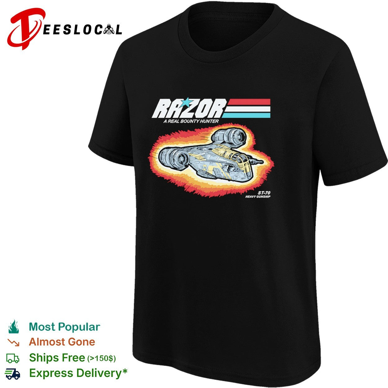 Din Djarin’s Razor Crest in the style of GI Joe shirt