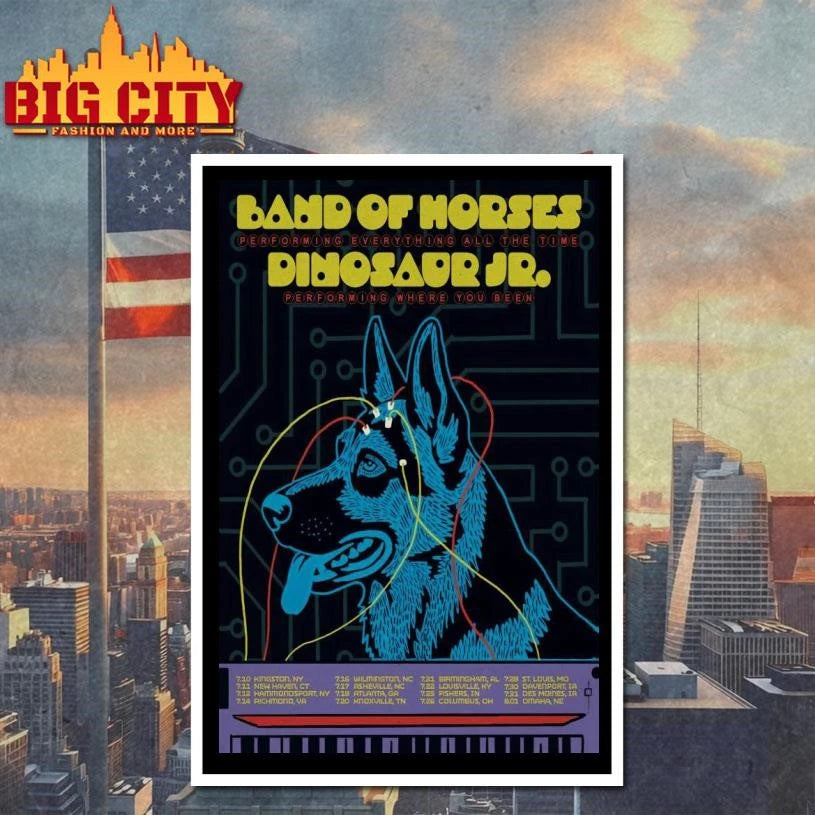 Dinosaur Jr. and Band of Horses Tour July 2026 Poster Shirt