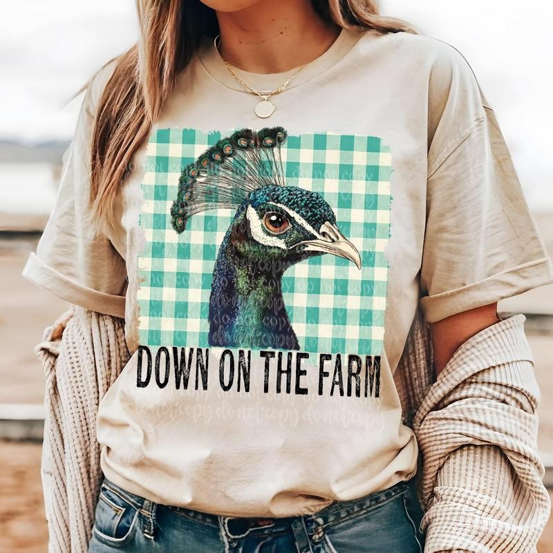 Down on the Farm Peacock DTF Transfers - THIS IS NOT A SHIRT