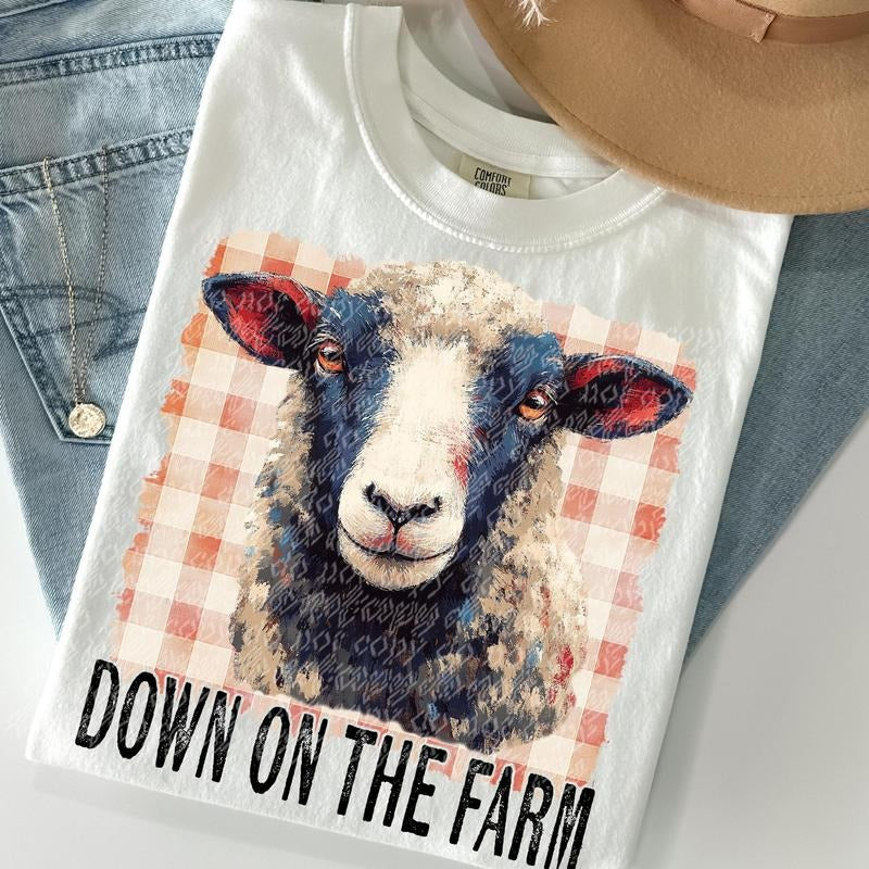 Down on the Farm Sheep DTF Transfers - THIS IS NOT A SHIRT - clothing by TeeHivey.com
