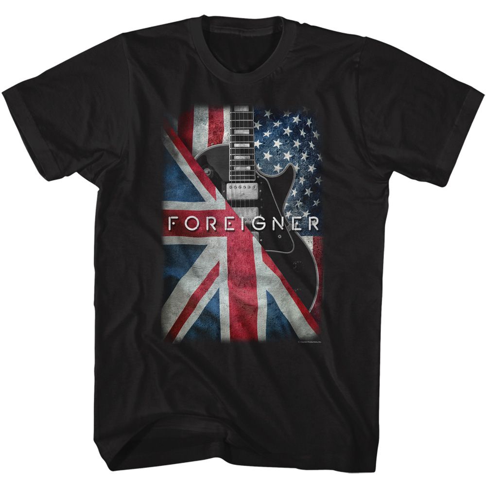Foreigner - Flags & Guitar - Short Sleeve - Adult - T-Shirt - clothing by TeeHivey.com