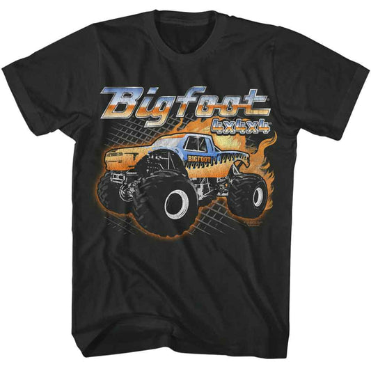 Bigfoot - Truck With Flames - American Classics - Smoke Adult Short Sleeve T-Shirt