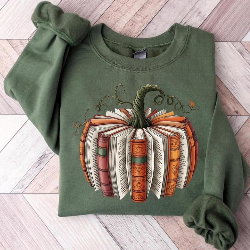 Fall Book Pumpkin Halloween Shirt, Halloween Book Lover Shirt, Fall Bookish Shirt, Pumpkin Book Shirt, Pumpkin Sweater, Fall