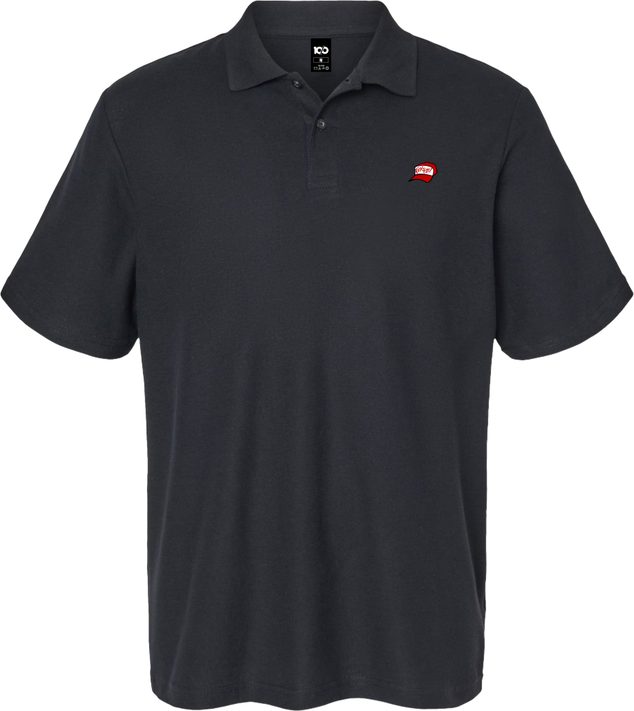 THE KING OF FIGHTERS - 'Terry Cap' Small Logo Embroidered Polo Shirt - Black