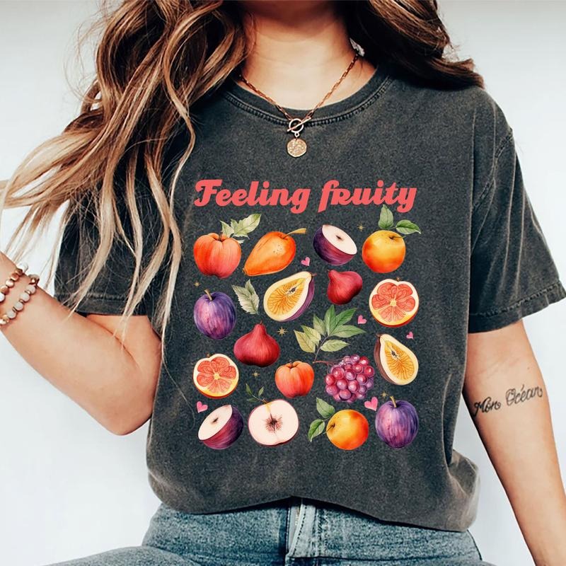 Feeling Fruity Shirt, Pride Month Graphic Printed Tee, Fruity Unhinged Shirt, Gay Pride T-shirt, Fruit Retro Tee, Fruit Lover Funny Comfy Fabric Graphic Tee, Summer Shirt, Women's Top, Womenswear, Cotton Fabric Relaxed Fit Chic Style