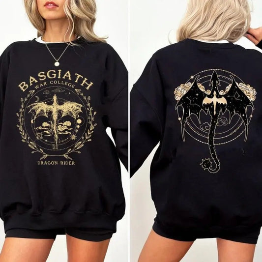Fourth Wing Double Sided Tshirt Sweatshirt Hoodie Basgiath War College Shirt War College Gift Daily Outfit Casual Clothing Unisex Sweater Pullover Tee