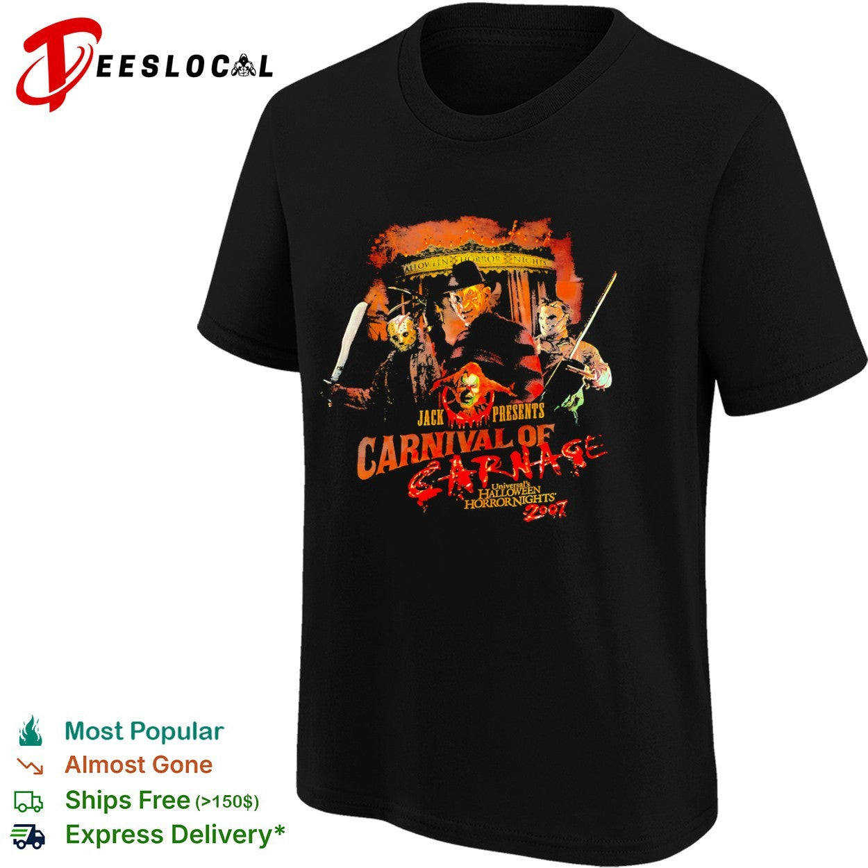 Freddy Krueger Jason Voorhees Leatherface Jack Halloween Horror Nights 2007 shirt