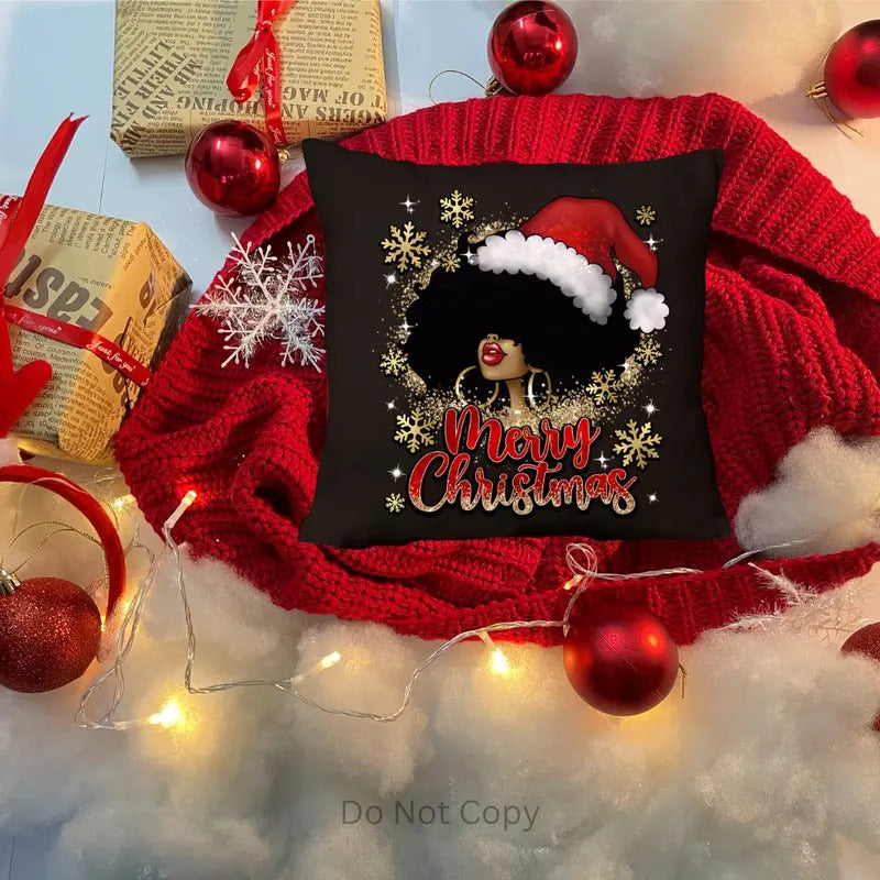 Merry Christmas Girl w/ Fro DTF Transfer ONLY - This is NOT a T Shirt