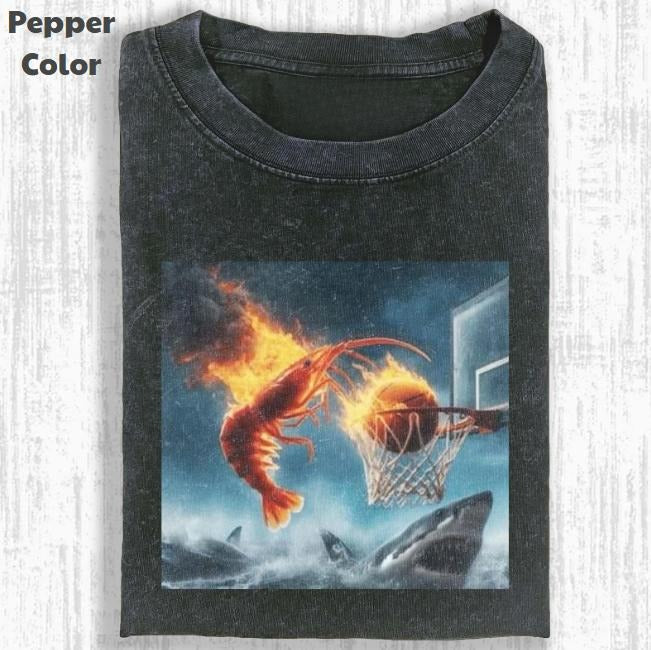 Funny Animal Vintage Graphic Tee, Crazy Shrimp T-Shirt, Unisex Meme Cringe Funny Shirt, Menswear Womenswear Streetwear Cotton Comfort