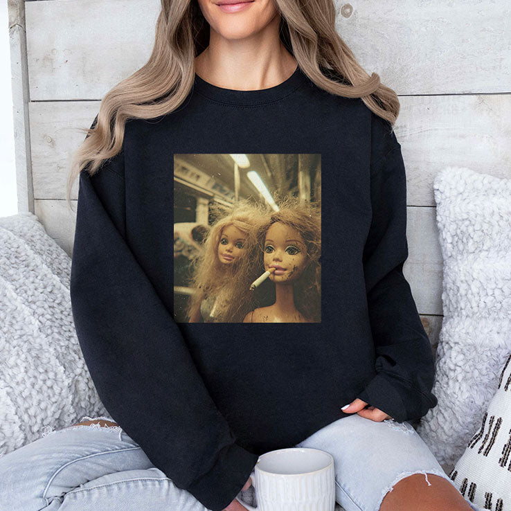 Funny Distressed Doll Smoking T Shirt