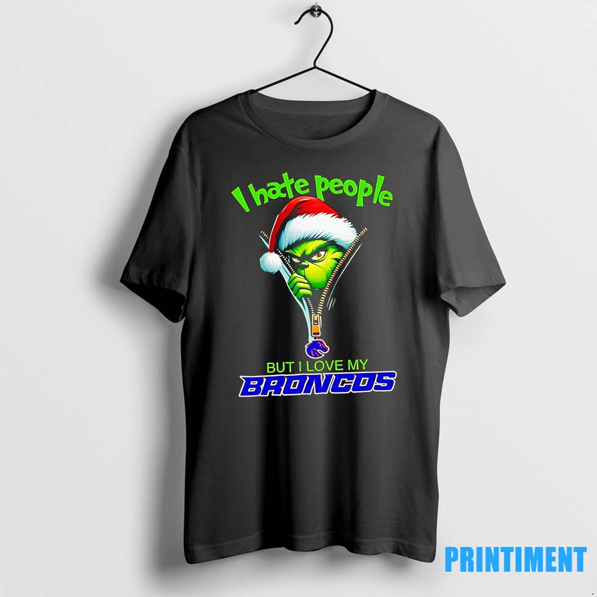 Funny Grinch I Hate People But I Love My Boise State Broncos Merry Christmas Tshirts - clothing by TeeHivey.com