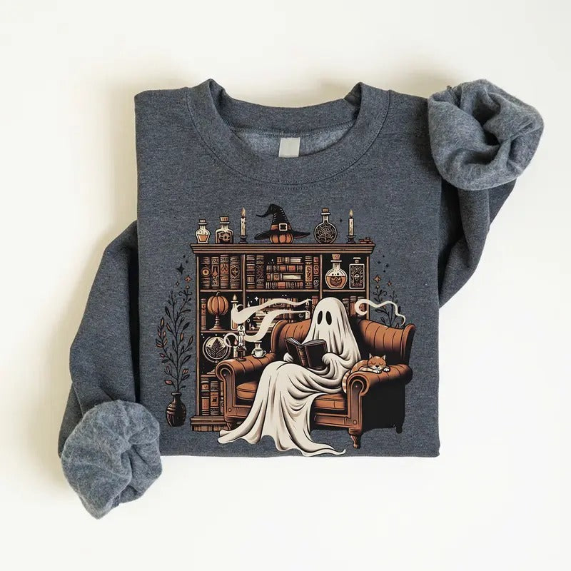 Ghost Reading Books Sweatshirt, Acotar Ghost Sweatshirt, Acotar Sweatshirt,Bookish Ghost Sweatshirt