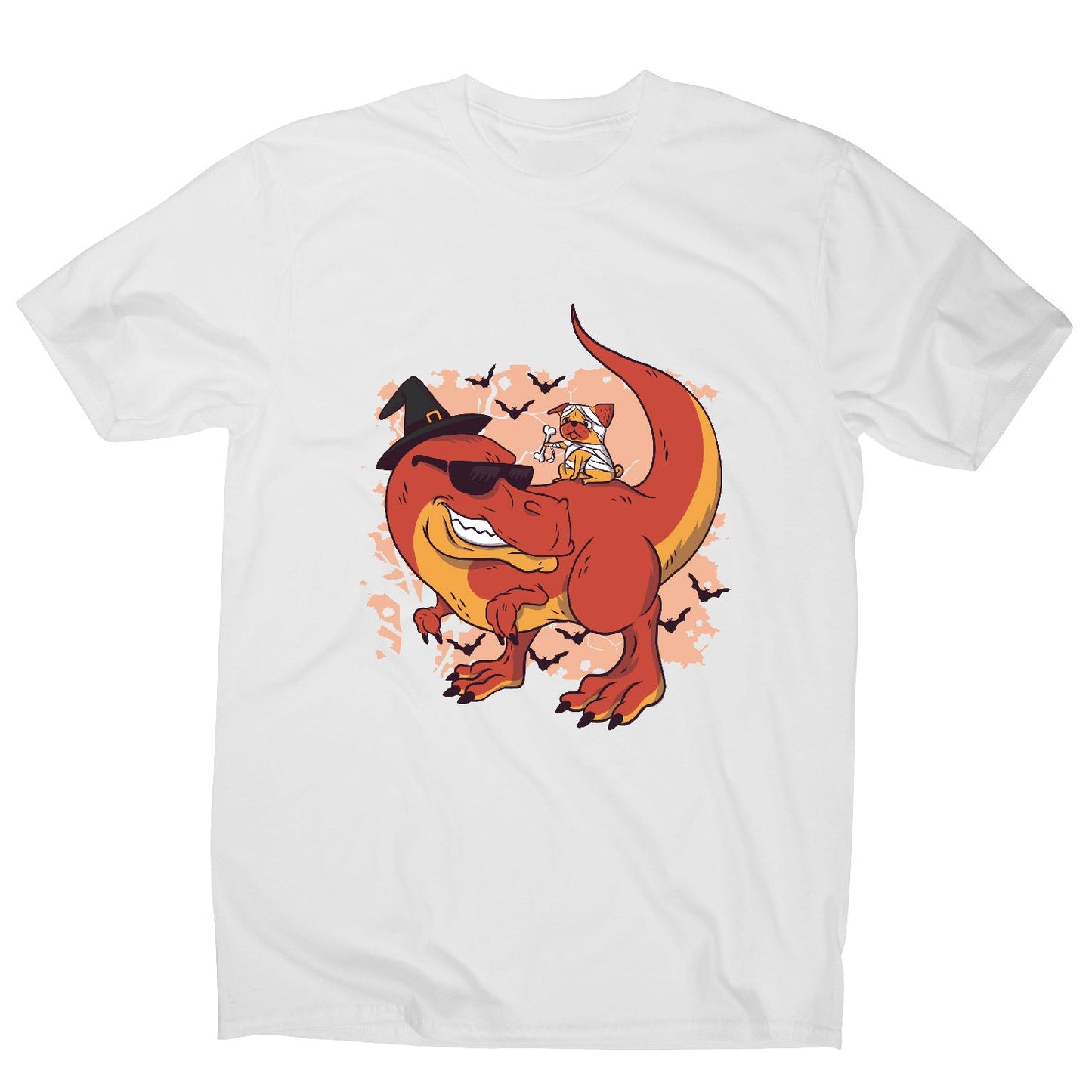 Halloween pug and dinosaur - funny halloween men's t-shirt