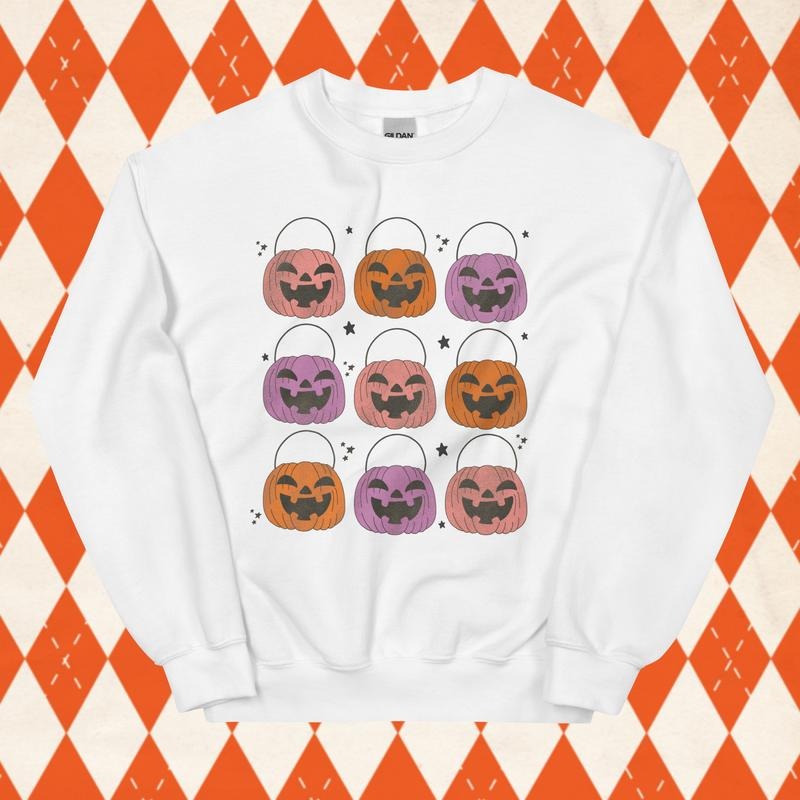 Halloween Candy Basket Crewneck - Unisex Relaxed Fit Printed in USA Casual Comfort Cotton Top Athletic Boho Chic All Seasons