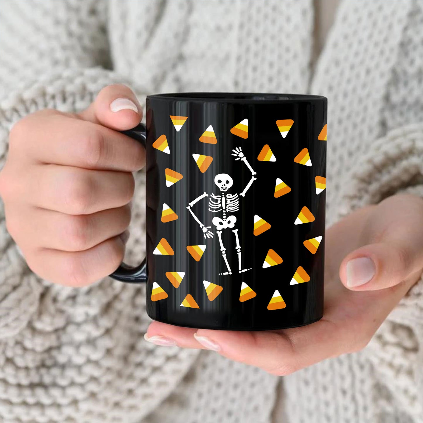 Halloween Candy Corn Skeleton Mug