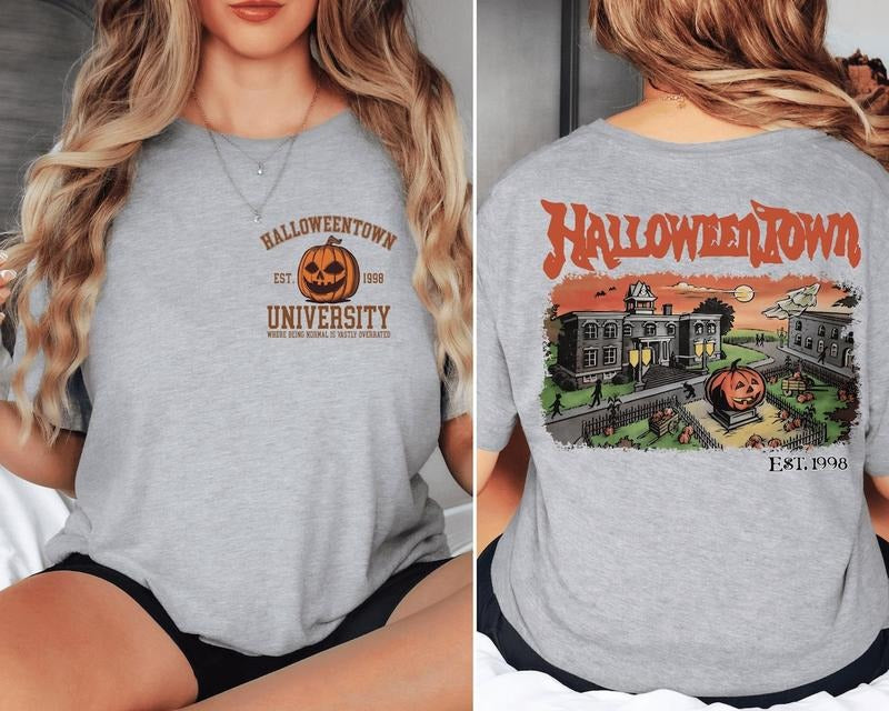 Halloweentown University Halloween Fall Shirt, Halloweentown Est 1998 Back and Front Sweatshirtstyle{n002}2