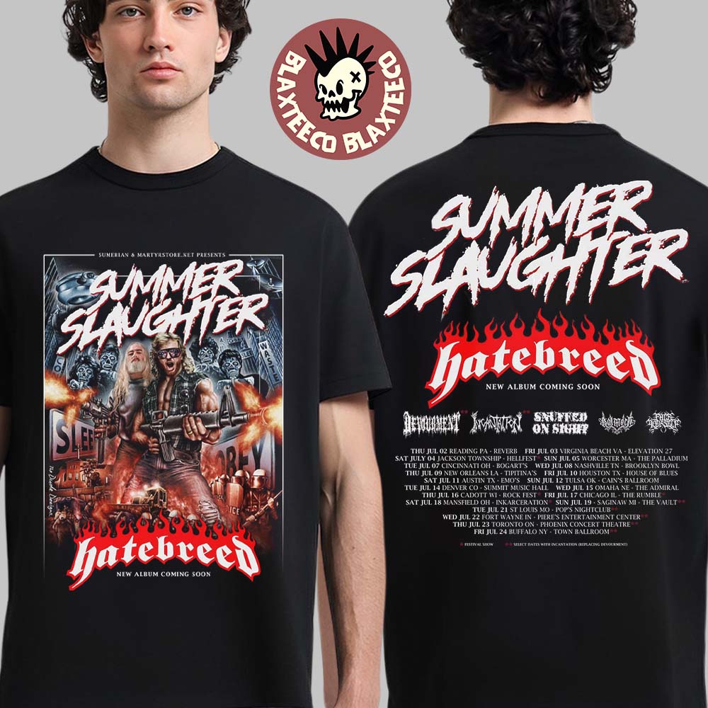 Hatebreed Summer Slaughter Tour 2026 Part 1 Schedule Dates Two Sided T-Shirt