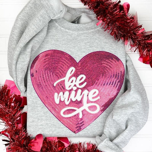 Heart Be Mine Patch Gildan Sweatshirt -- ASH GREY