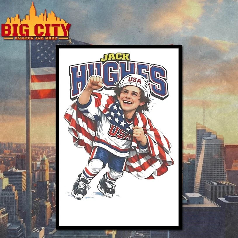 Hockey Jack Hughes Caricature chibi T-shirt