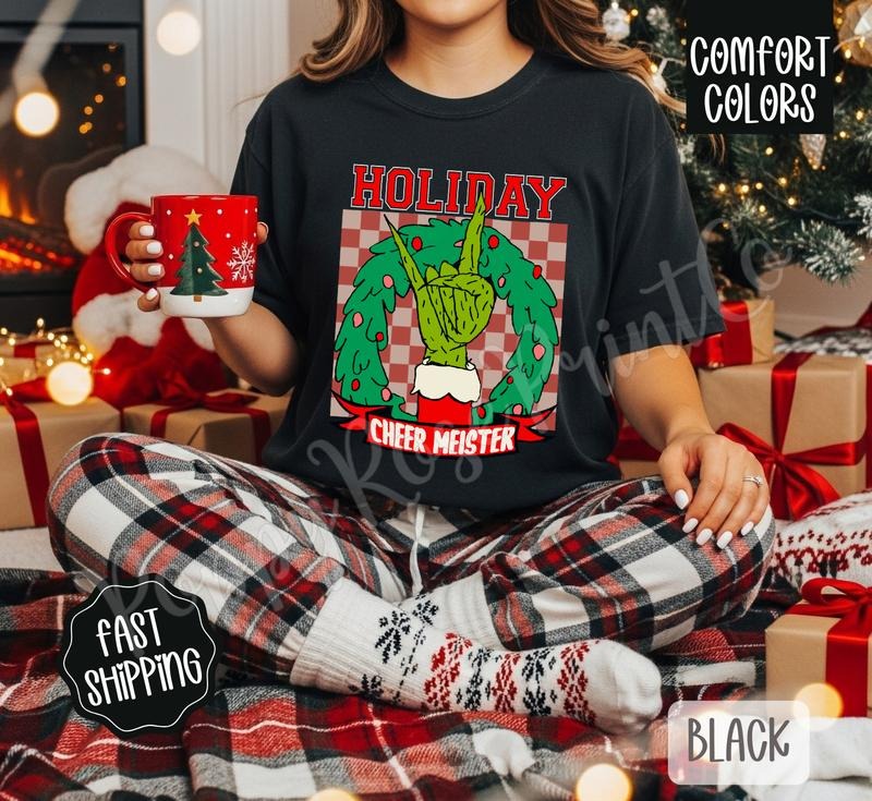 Holiday Cheer Shirt Comfort Colors, Trendy Women's Christmas Tshirt