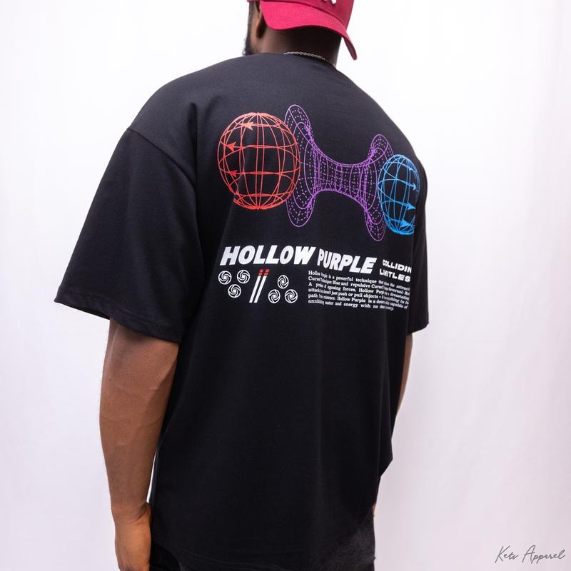 Hollow Purple JuJutsu Kaisen Anime Graphic Tee by KETI Apparel Casual Oversized Baggy Menswear Streetwear Top Cotton