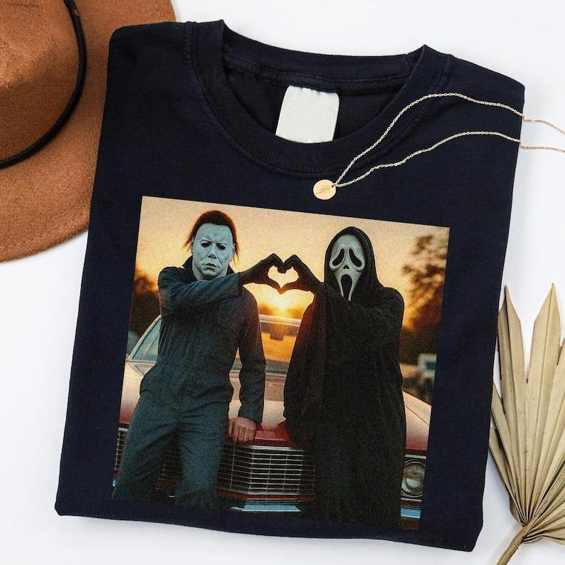Horror Movies Characters Shirt,90s Horror Movie Shirt,Scary Movie Shirt,Michael and Ghost Heart Hands Shirt,Matching Halloween Gifts