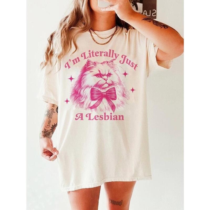 I'm literally just a lesbian | sapphic shirt | retro lesbian shirt | funny lesbian gifts | funny lesbian shirt | live laugh lesbian | butch T-shirt, sweater and Hoodie