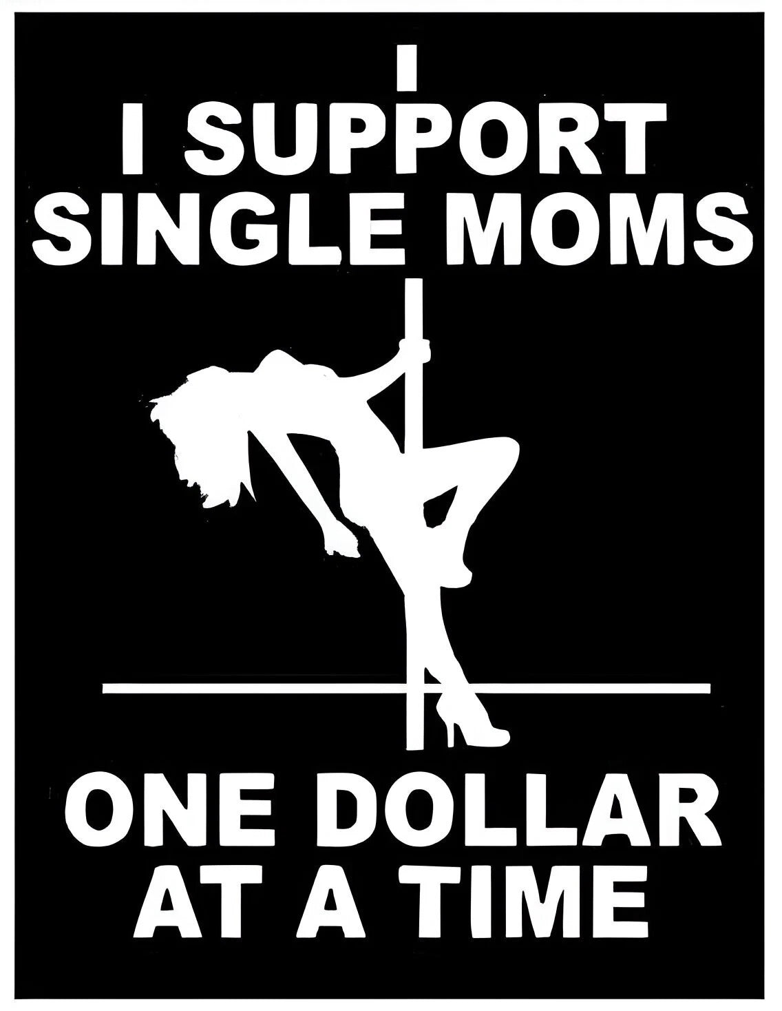 I support single moms.... T-Shirt! Funny - Big Design!