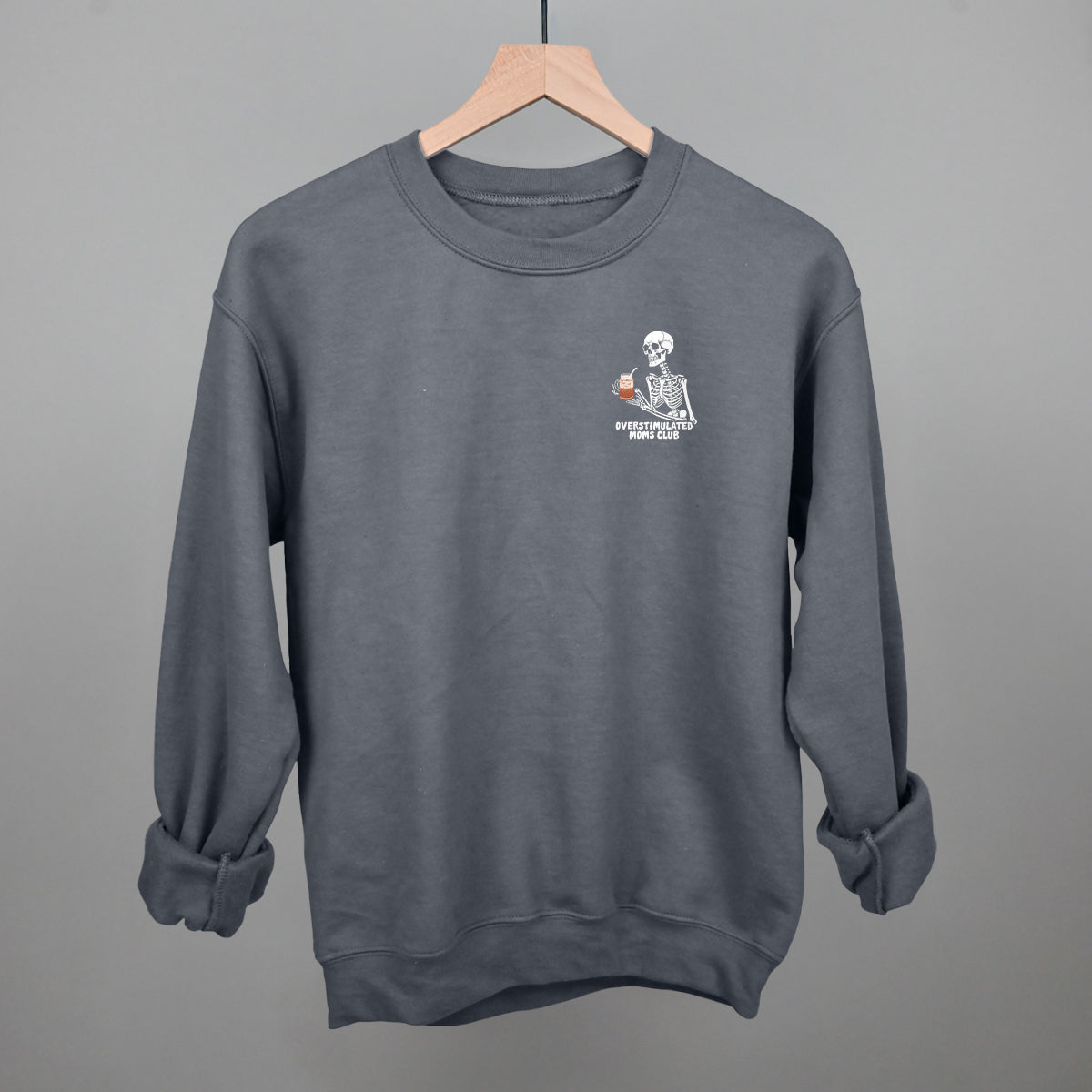 Overstimulated Moms Club (Skeleton + Coffee) (Left Chest) - clothing by TeeHivey.com (Image 5)