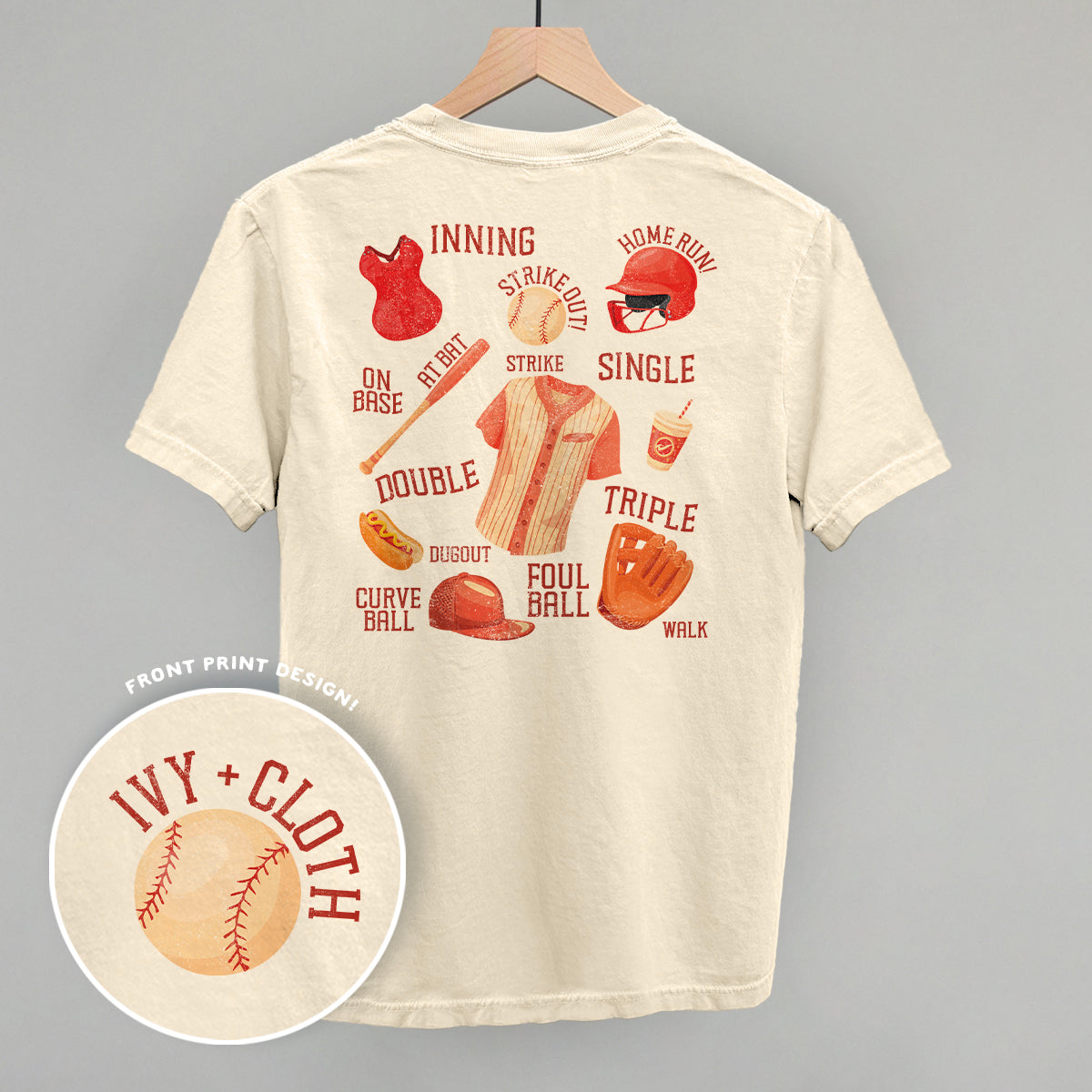 Baseball Doodles (Red) (Back Print) - clothing by TeeHivey.com (Image 4)