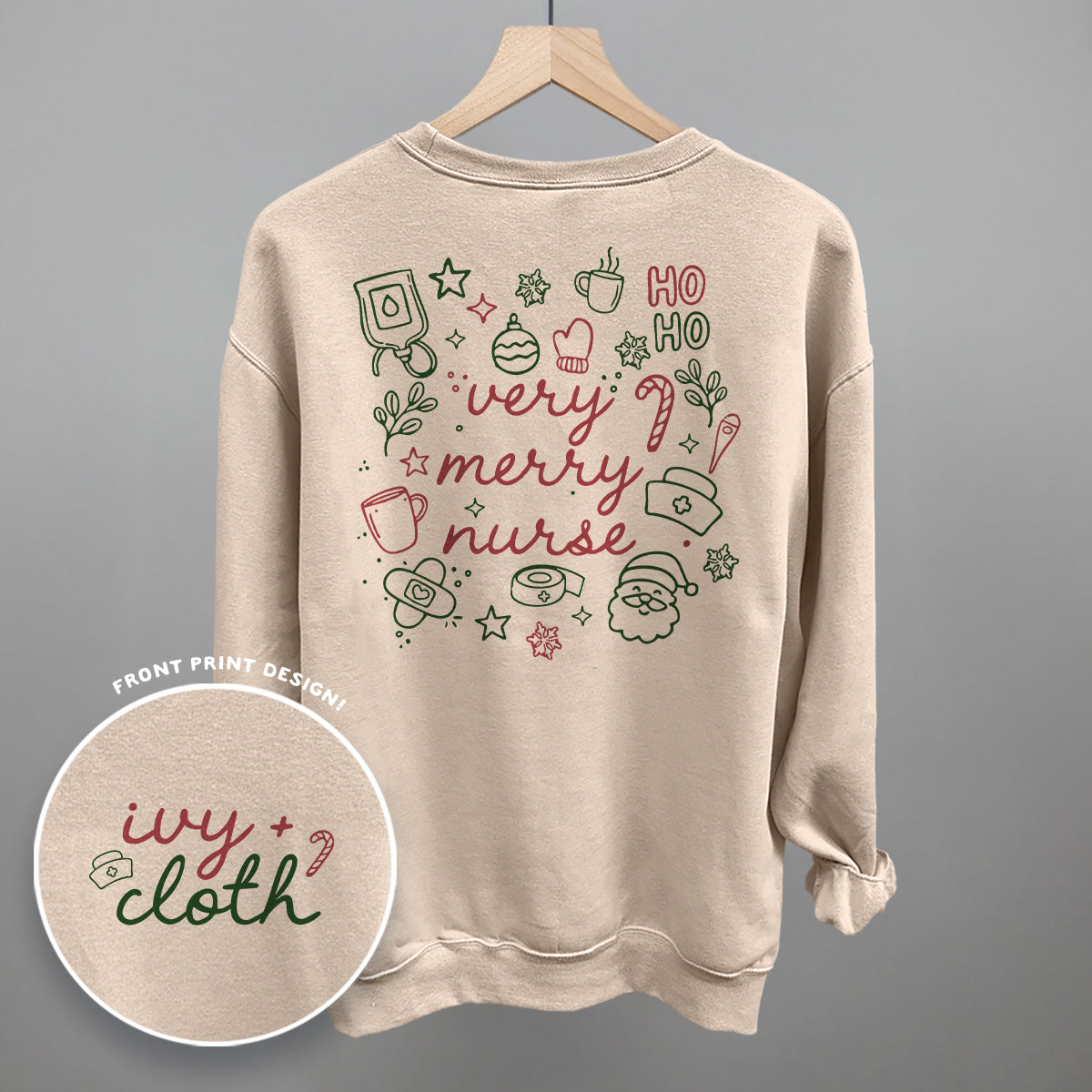 Very Merry Nurse Doodles (Back Print) - clothing by TeeHivey.com (Image 5)