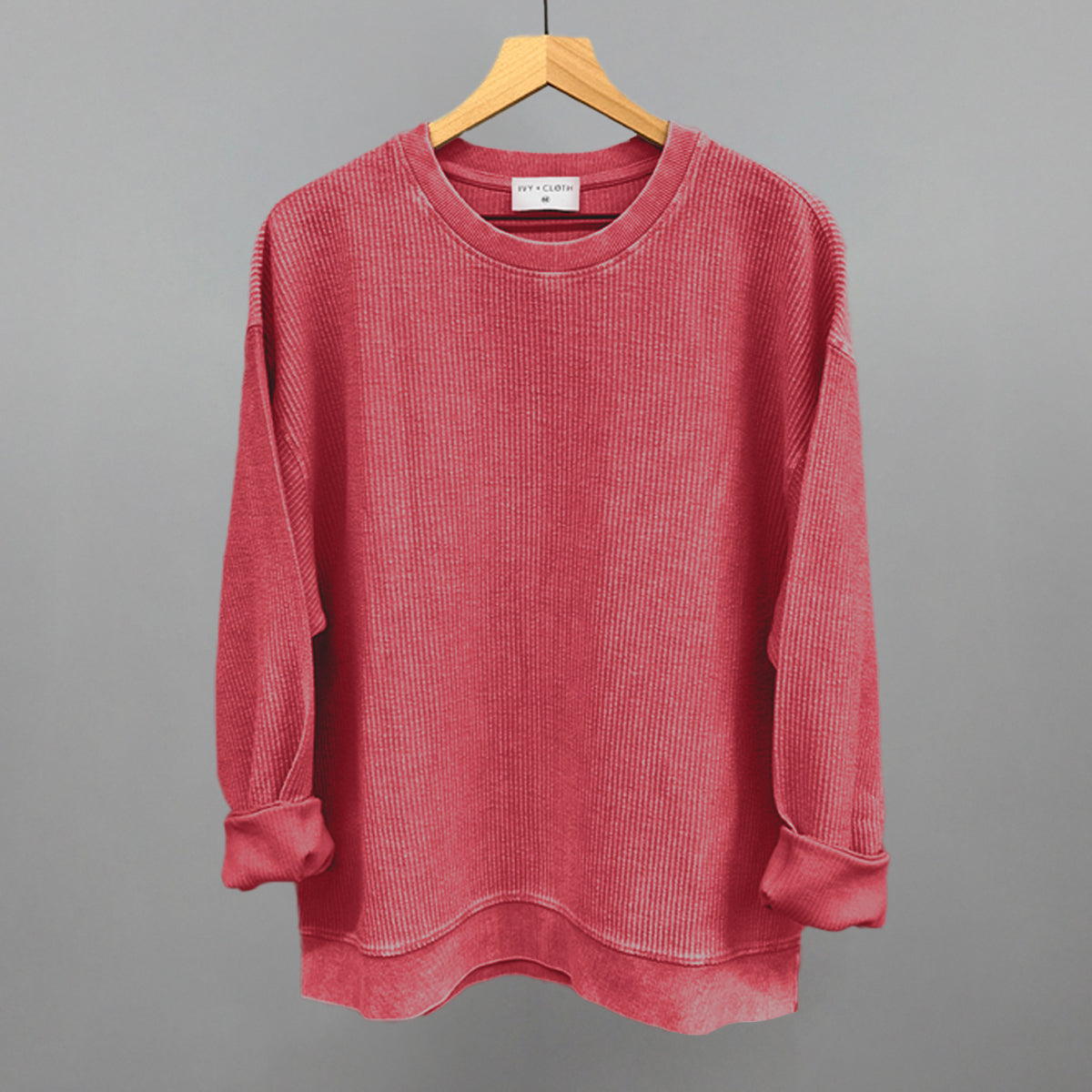 Red Oversized Corded Crew - clothing by TeeHivey.com (Image 2)
