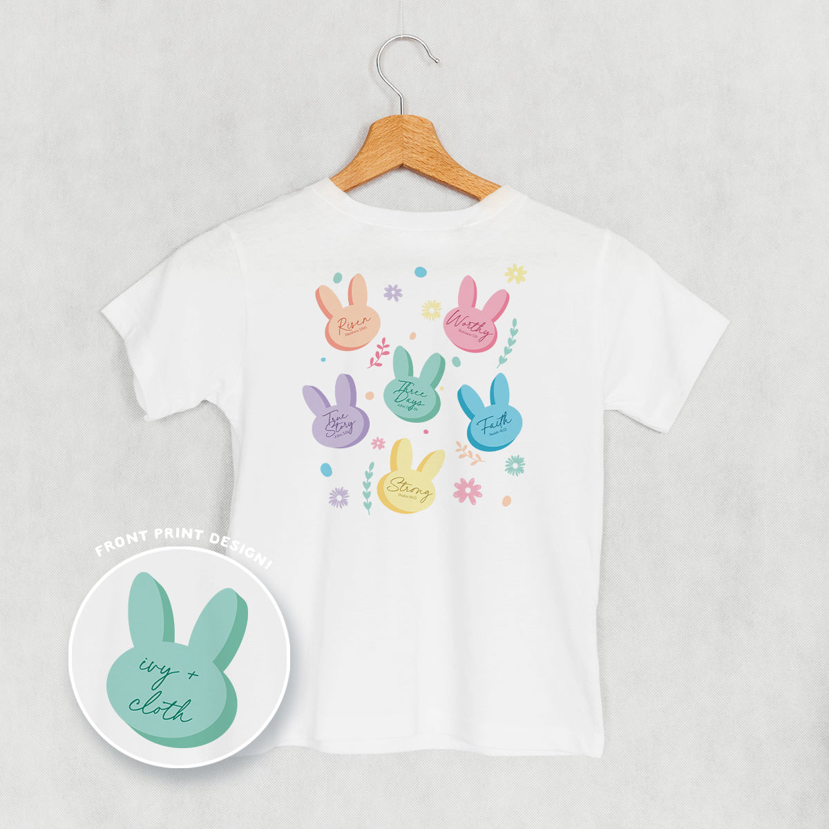 Pastel Bunny Bible Verses (Kids Back Print) - clothing by TeeHivey.com (Image 4)