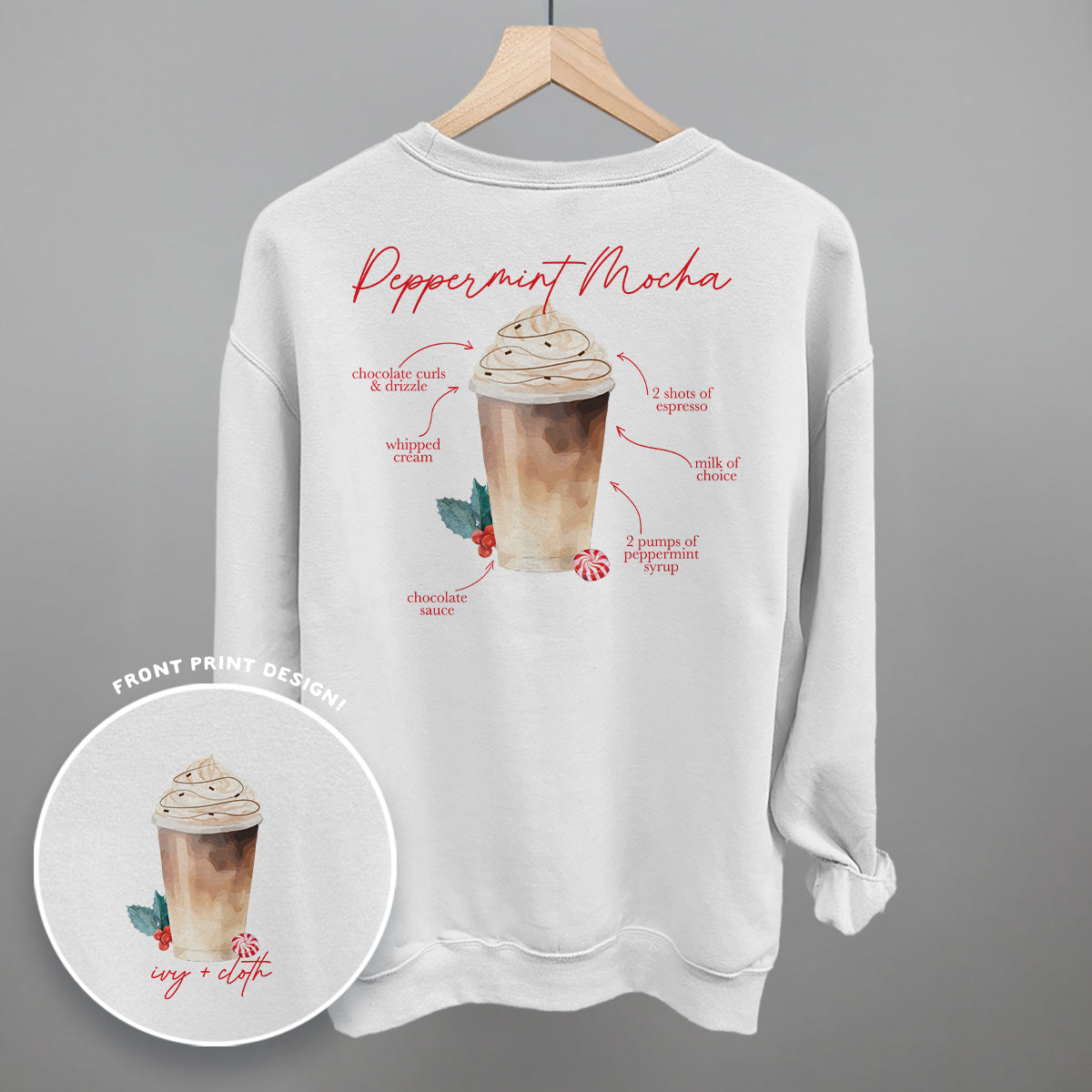 Peppermint Mocha Recipe (Back Print) - clothing by TeeHivey.com (Image 3)