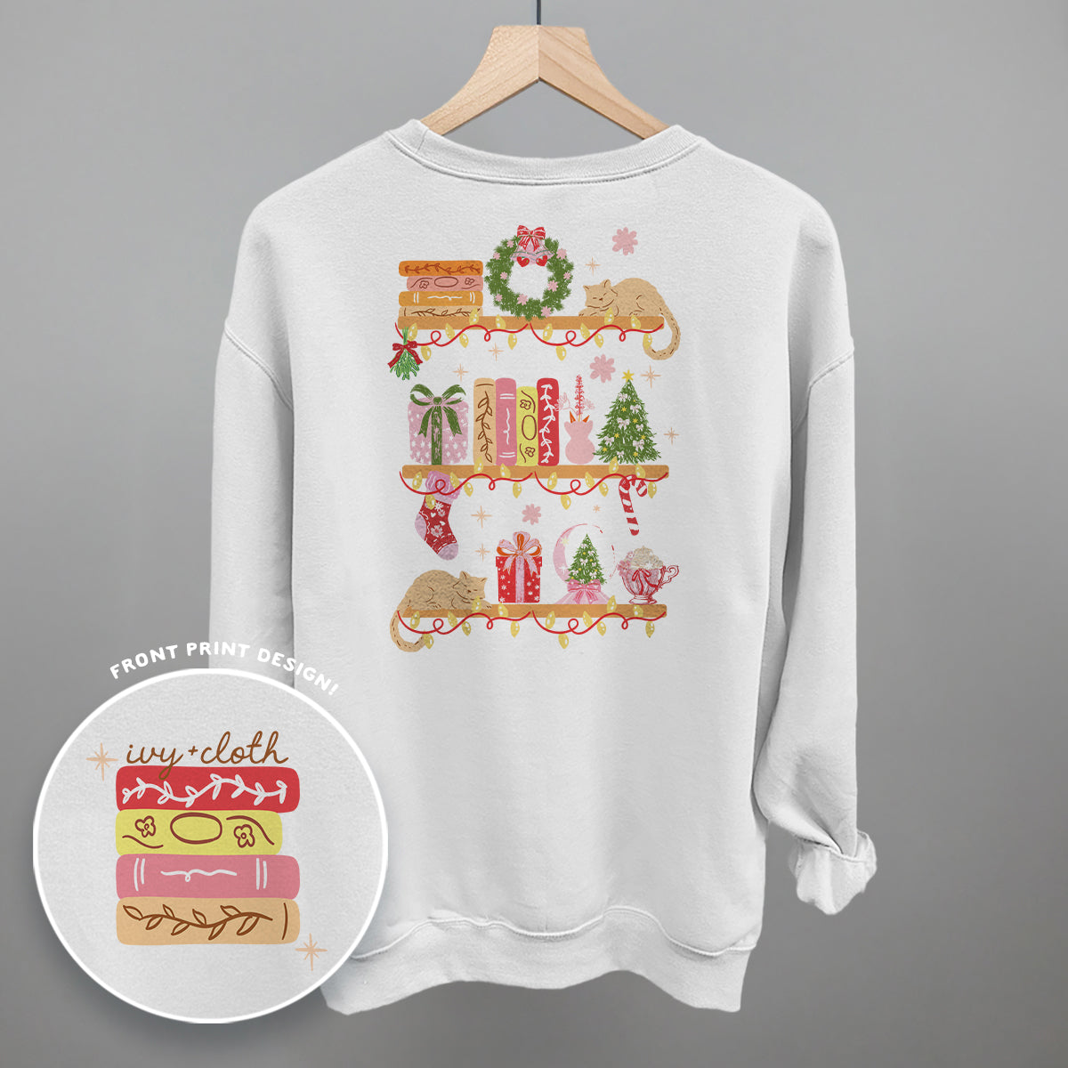 Holiday Bookshelf Doodles (Back Print) - clothing by TeeHivey.com (Image 2)