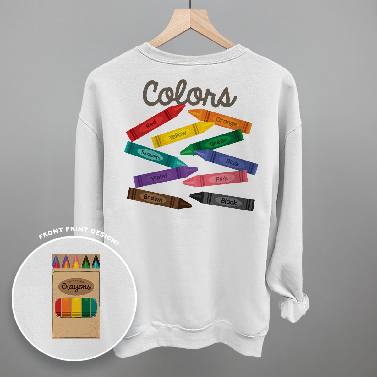 Crayon Colors (Back Print) - clothing by TeeHivey.com (Image 4)
