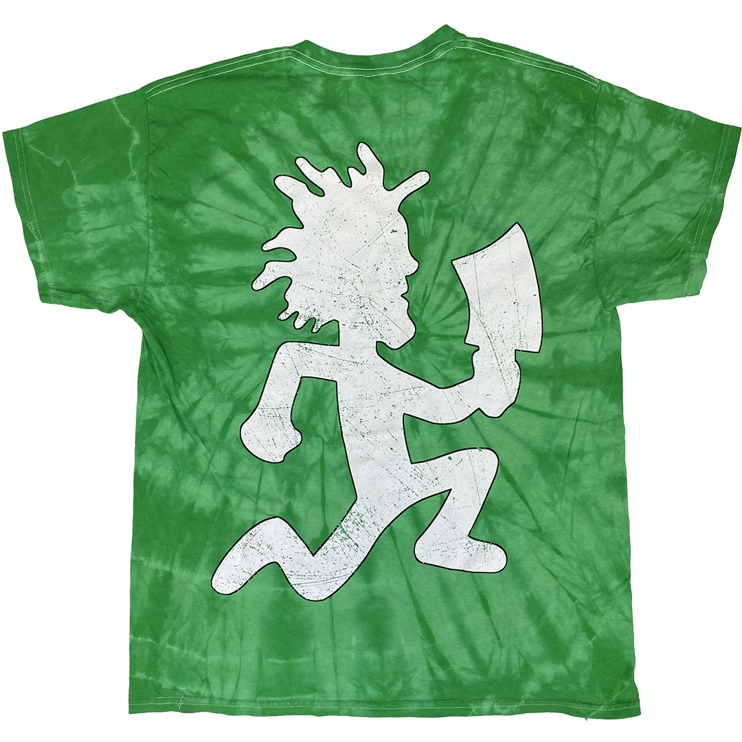 "Melting Faces" T-Shirt In Tie Dye Green