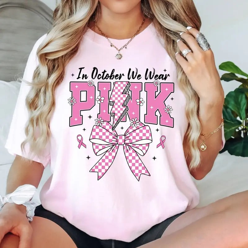 In October We Wear Pink Unisex Tshirt - clothing by TeeHivey.com