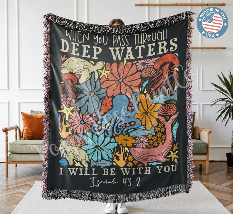 Isaiah Woven Blanket, Christian Blanket 100% Cotton, Inspirational Gift