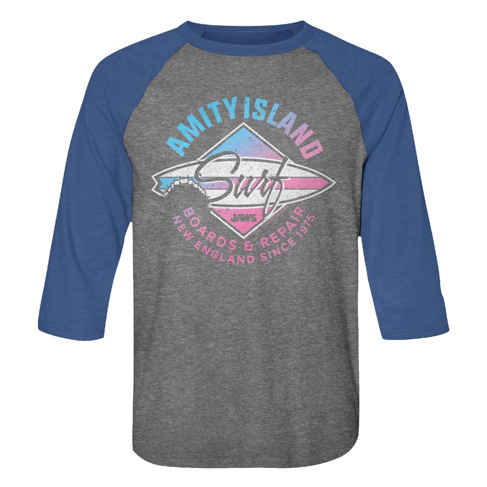 Jaws - Amity Island Reef - 3/4 Sleeve - Heather - Adult - Raglan Shirt